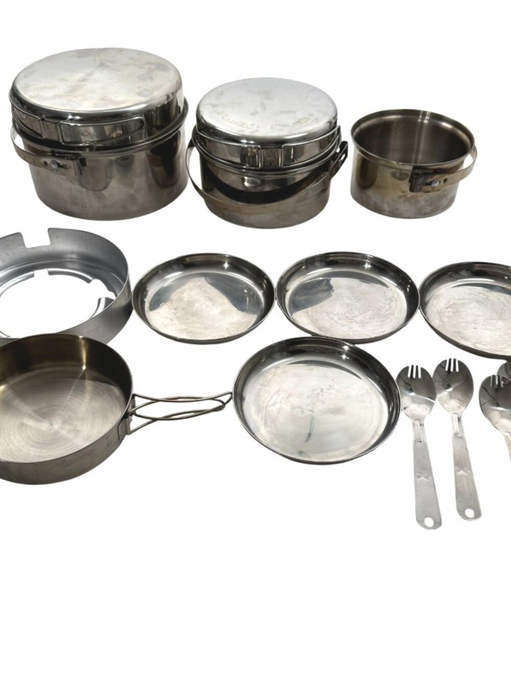 Craftsman Camping Cooking Set Stainless Steel 15 Piece Set Pans‎ Plates MC-122